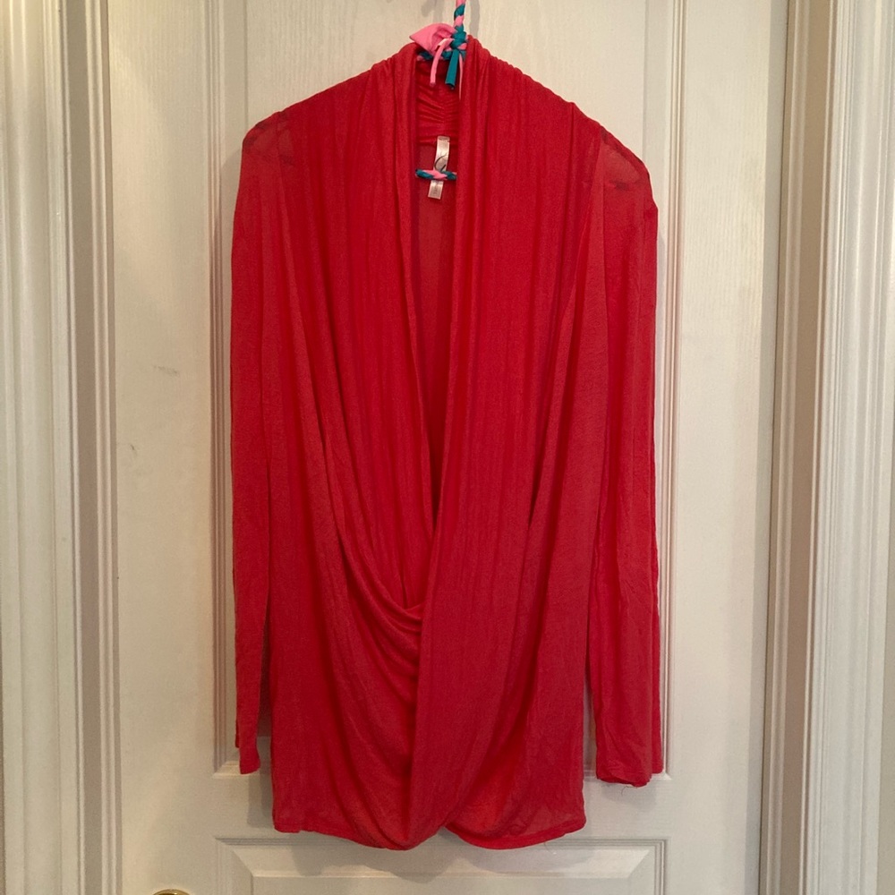 COPY - Anthropologie Ginger G faux wrap top extra long sleeve Gorgeous orange c…